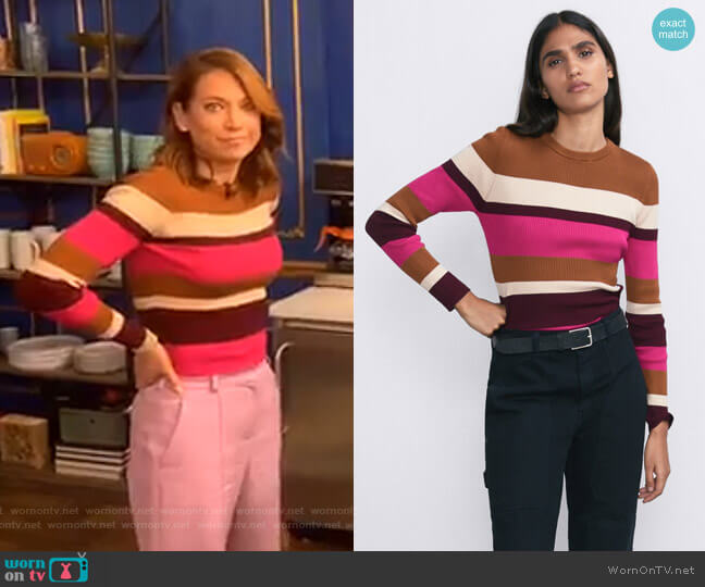 Striped Sweater by Zara worn by Ginger Zee on Good Morning America