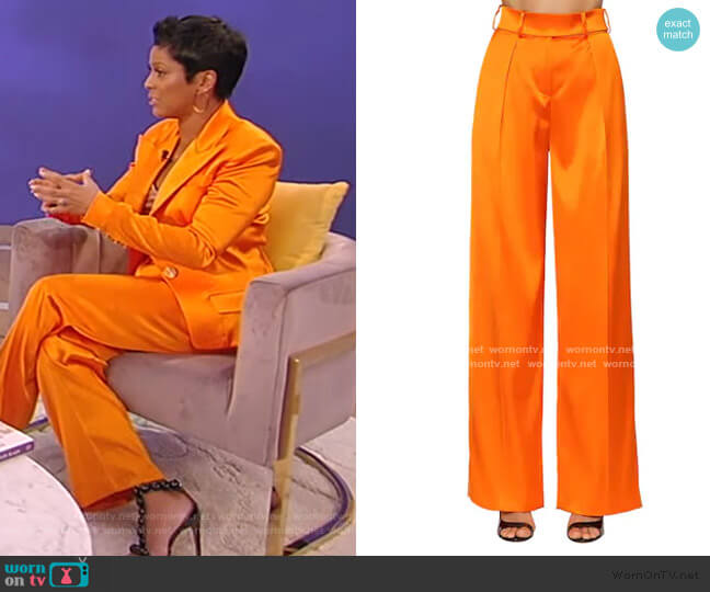 High Waist Stretch Satin Pants by Alexandre Vauthier worn by Tamron Hall on Tamron Hall Show