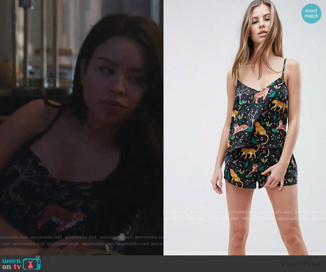 Tiger Print Cami And Short Set by ASOS worn by Mariana Foster (Cierra Ramirez) on Good Trouble