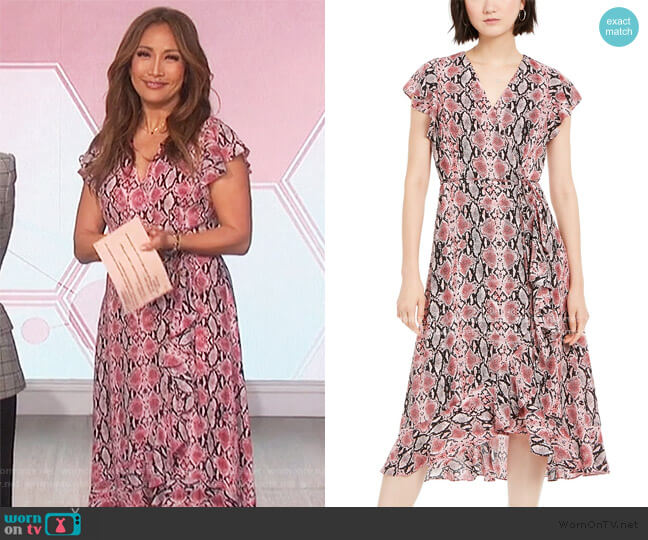 Snakeskin-Print Dress by Adrianna Papell worn by Carrie Inaba on The Talk