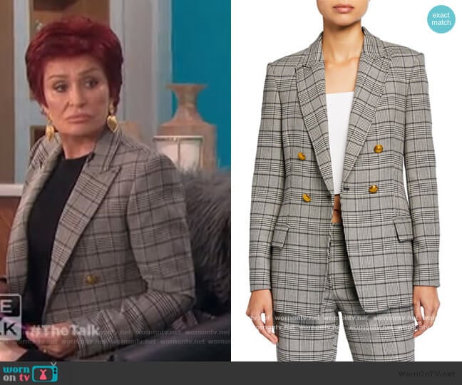 Sedgwick II Double-Breasted Plaid Jacket by A.L.C. worn by Sharon Osbourne on The Talk