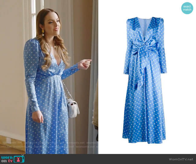 Polka Dot Satin Dress by Alessandra Rich worn by Fallon Carrington (Elizabeth Gillies) on Dynasty