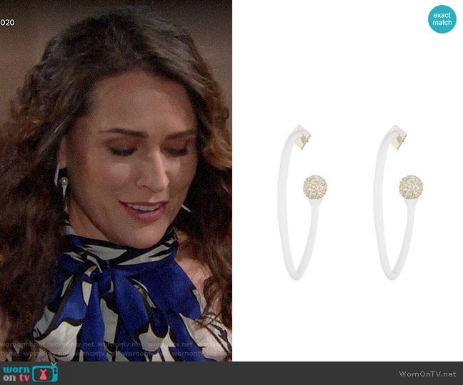 Pave Detail Hoop Earrings by Alexis Bittar worn by Quinn Fuller (Rena Sofer) on The Bold and the Beautiful