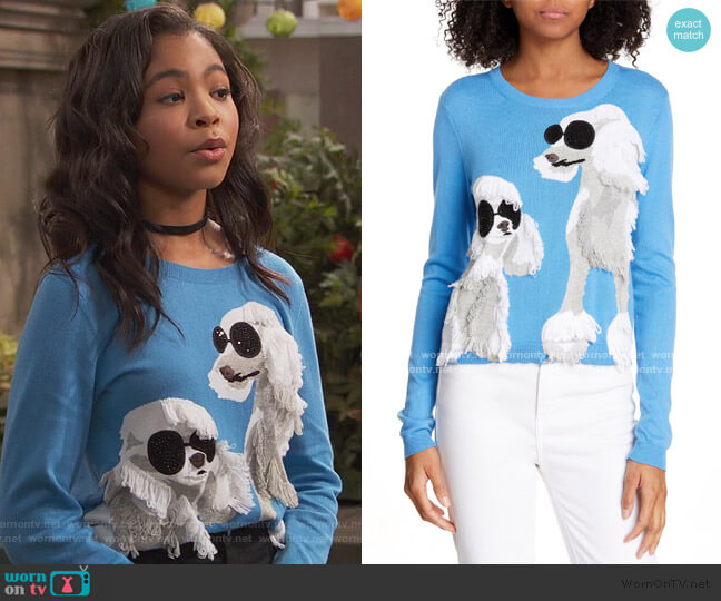 Connie Poodle Intarsia Sweater by Alice + Olivia worn by Nia Baxter (Navia Robinson) on Ravens Home