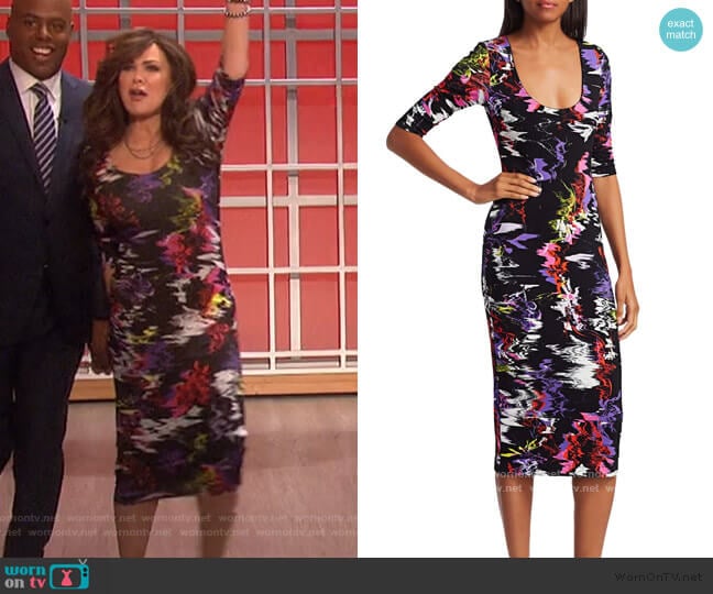 Delora Abstract Print Bodycon Dress by Alice + Olivia worn by Marie Osmond on The Talk