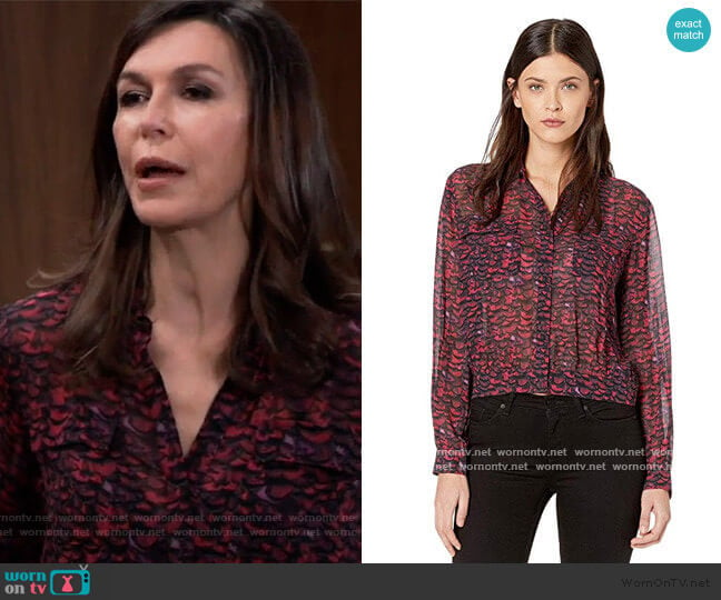 All Saints Adeliza Plume Shirt worn by Anna Devane (Finola Hughes) on General Hospital