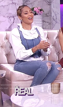 Amanda's denim corset and white ruffle blouse on The Real