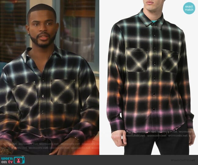 Ombre Plaid Shirt by Amiri worn by Aaron Jackson (Trevor Jackson) on Grown-ish