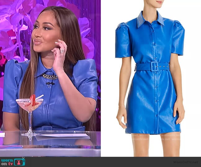 Faux-Leather Mini Dress by AQUA worn by Adrienne Houghton on The Real