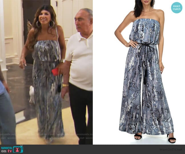 Strapless Jumpsuit with Rope Belt by Ariella USA worn by Teresa Giudice on The Real Housewives of New Jersey