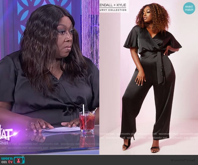 Satin Jumpsuit by Kendall + Kylie at Ashley Stewart worn by Loni Love on The Real