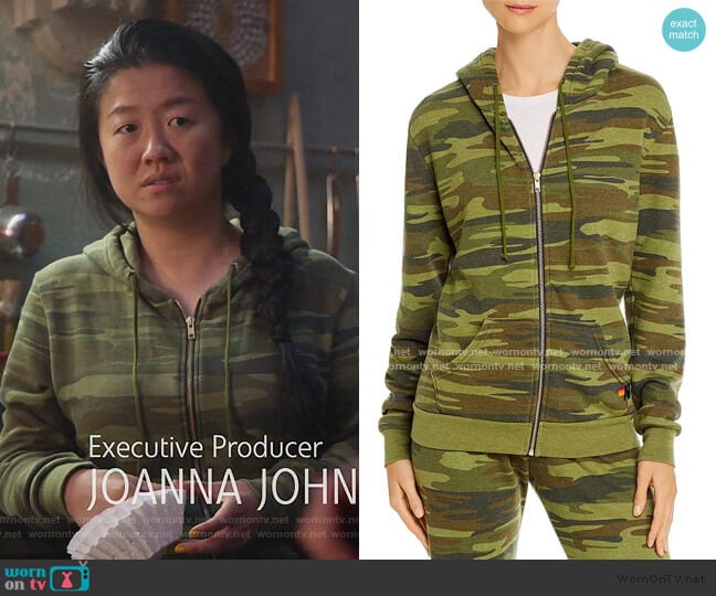 Bolt Graphic Hoodie by Aviator Nation worn by Alice Kwan (Sherry Cola) on Good Trouble