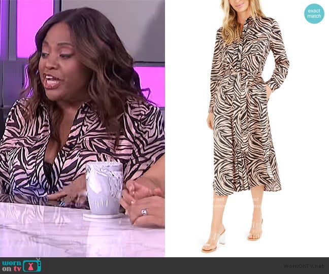 Becca Tilley x Animal-Print Shirtdress by Bar lll worn by Sherri Sheapard on The Real