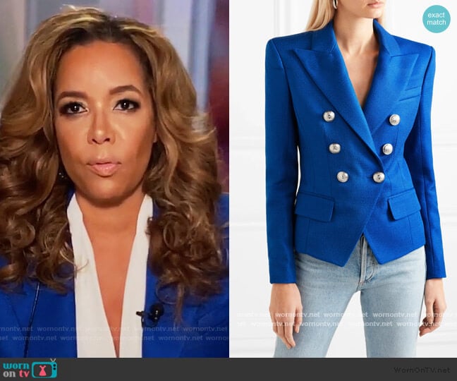 Double-breasted woven blazer by Balmain worn by Sunny Hostin on The View