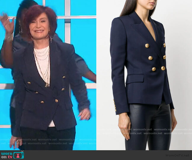 Double Breasted Fitted Blazer by Balmain worn by Sharon Osbourne on The Talk