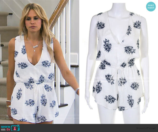 Floral Embroidered Romper by Blue Life worn by Jackie Goldschneider on The Real Housewives of New Jersey