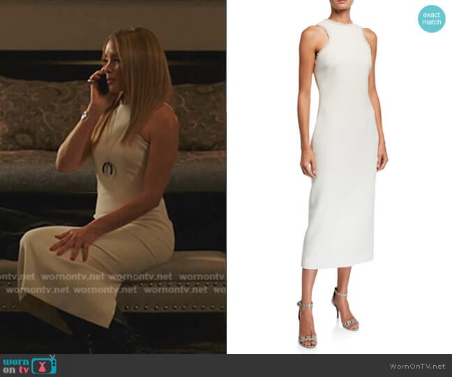 Fringed Crepe Racerback Column Dress by Brandon Maxwell worn by Dominique Deveraux (Michael Michele) on Dynasty