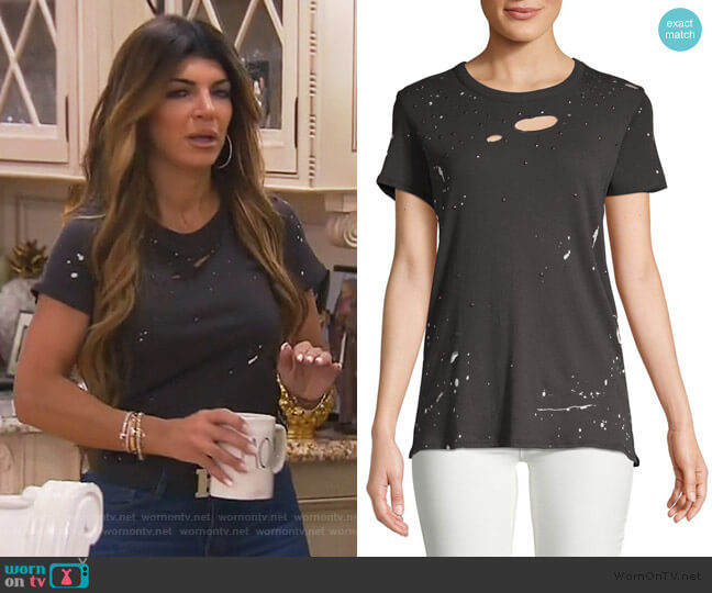 Gauzy Distressed Cotton Tee by Chaser worn by Teresa Giudice on The Real Housewives of New Jersey