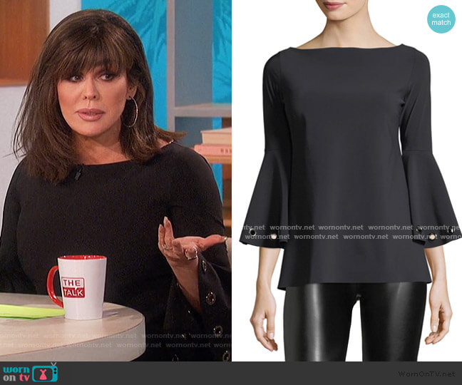 Nelia Bateau-Neck Bell-Sleeve Top by Chiara Boni La Petite Robe worn by Marie Osmond on The Talk