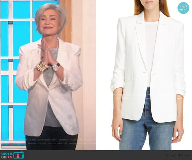 Khloe Ruched Sleeve Blazer by Cinq a Sept worn by Sharon Osbourne on The Talk