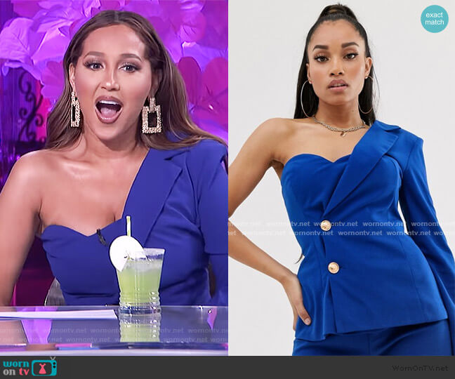 One Shoulder Tailored Blazer Top by Club L worn by Adrienne Houghton on The Real