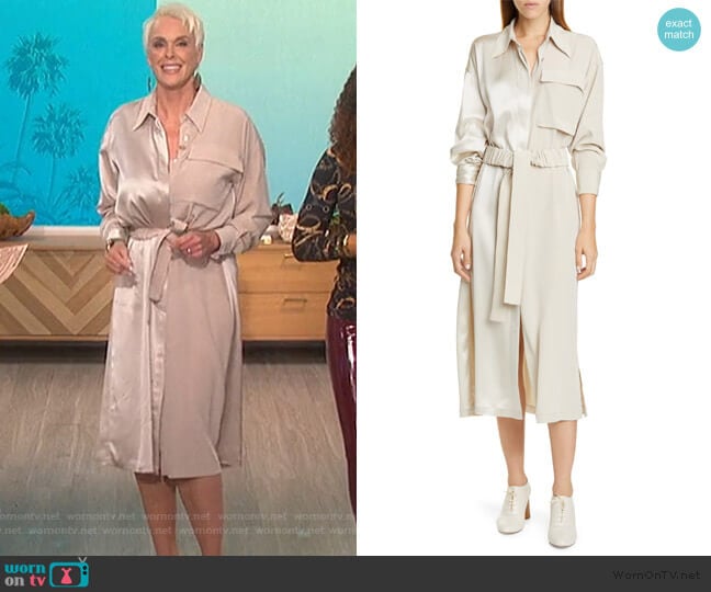 Split Front Long Sleeve Shirtdress by Co worn by Bridgette Neilson on The Talk