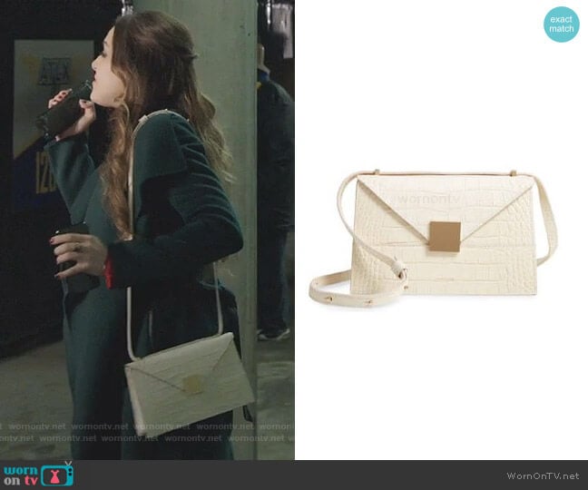 Copenhagen Leather Crossbody Bag by Demellier worn by Fallon Carrington (Elizabeth Gillies) on Dynasty