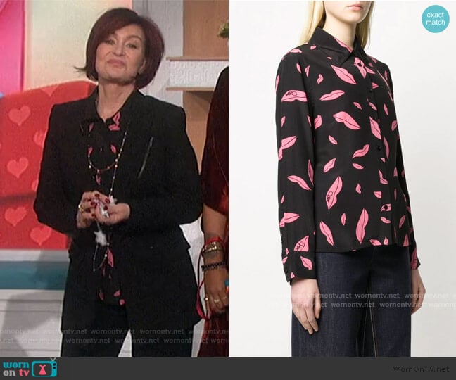 Samson Falling Lips Shirt by Diane Von Furstenberg worn by Sharon Osbourne on The Talk