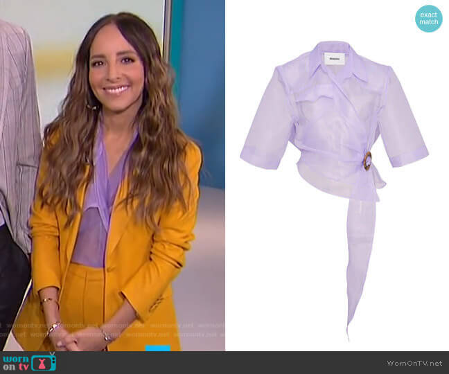 Dalas Wrap-Effect Sheer Top by Nanushka worn by Lilliana Vazquez on E! News