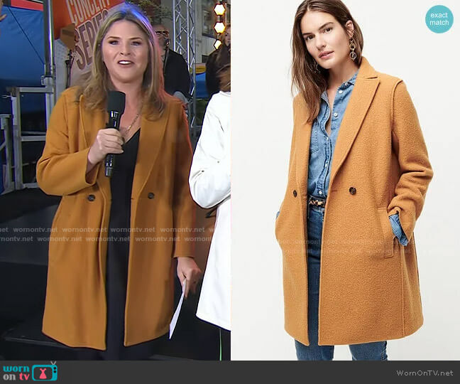 Daphne topcoat in Italian boiled wool by J.Crew worn by Jenna Bush Hager on Today