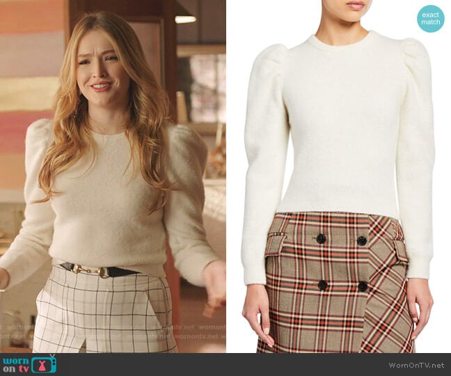 Puff-Sleeve Alpaca Sweater by Derek Lam 10 Crosby worn by Kirby Anders (Maddison Brown) on Dynasty