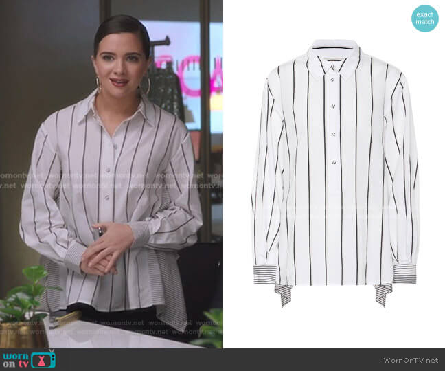 Desiree Striped Shirt by Diane Von Furstenberg worn by Jane Sloan (Katie Stevens) on The Bold Type