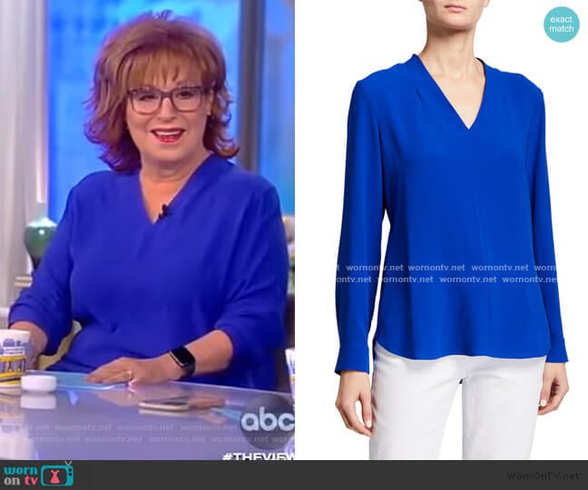 V-Neck Long-Sleeve Silk Crepe Top by Eileen Fisher worn by Joy Behar on The View