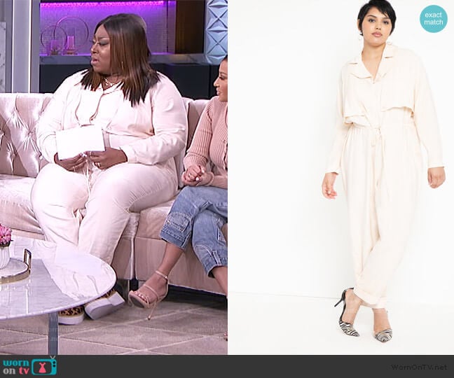 Soft Utility Jumpsuit by Eloquii worn by Loni Love on The Real