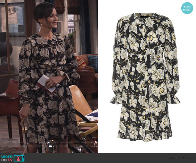 Alison’s black floral silk dress on Will and Grace