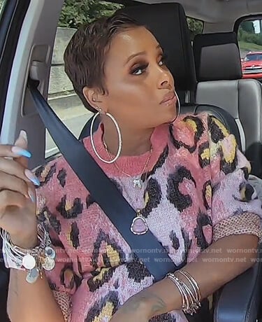 Eva's pink leopard sweater on The Real Housewives of Atlanta