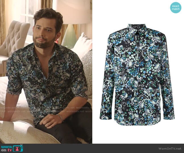 Floral Print Long Sleeves Shirt by Givenchy worn by Sam Flores (Rafael de la Fuente) on Dynasty