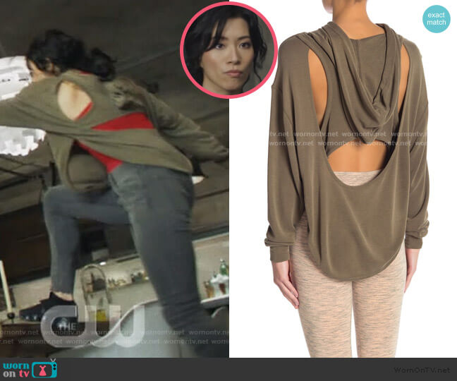 Back Into It Cutout Hoodie by Free People worn by Chantal Thuy on Black Lightning