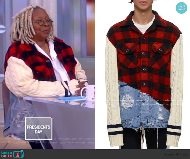 Buffalo Check Denim Jacket by Greg Lauren worn by Whoopi Goldberg on The View