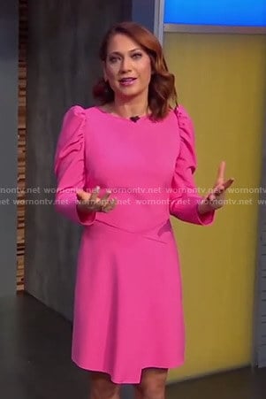 Ginger’s pink puff sleeve dress on Good Morning America