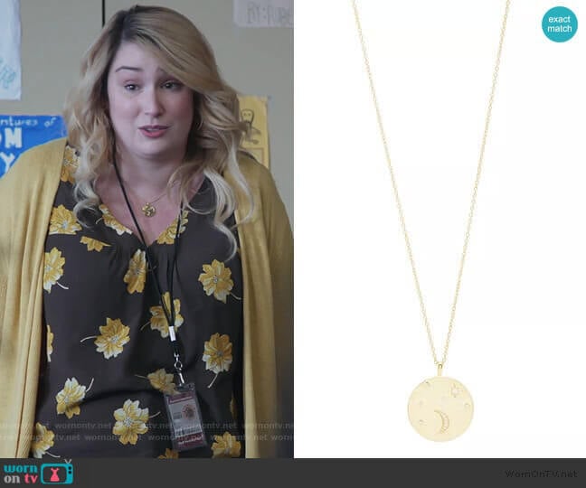 Luna Coin Necklace by Gorjana worn by Davia (Emma Hunton) on Good Trouble