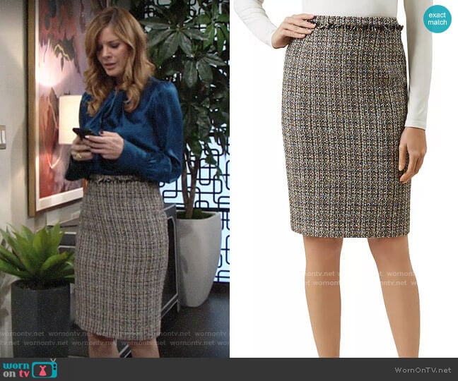 Hobbs London Jessie Tweed Pencil Skirt worn by Phyllis Summers (Michelle Stafford) on The Young and the Restless