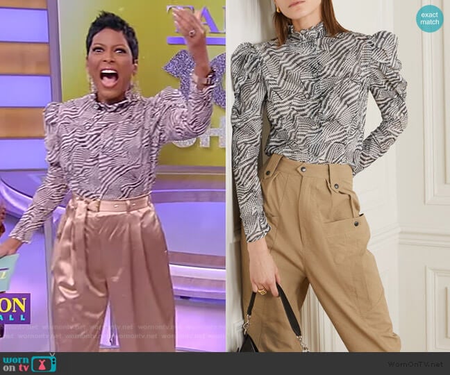 WornOnTV: Tamron’s printed mock neck top and pants on Tamron Hall Show ...