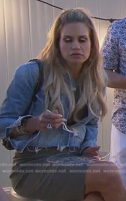 Jackie’s distressed denim jacket on The Real Housewives of New Jersey