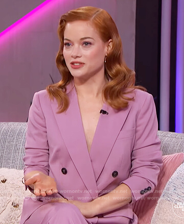 Jane Levy's lilac blazer on The Kelly Clarkson Show