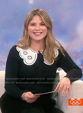 Jenna’s black sweater with lace collar on Today