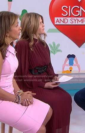 Jenna’s burgundy pleated midi dress on Today