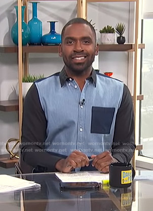 Justin’s colorblock shirt on E! News Daily Pop