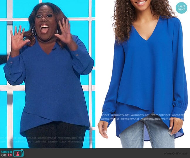 Split Back Crossover Top by Karen Kane worn by Sheryl Underwood on The Talk