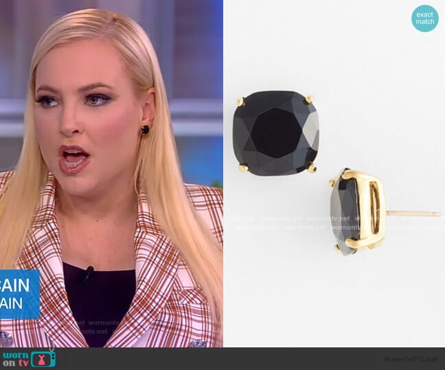 mini small square semiprecious stone stud earrings by Kate Spade worn by Meghan McCain on The View